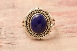 Artie Yellowhorse Genuine Blue Lapis Sterling Silver Native American Ring